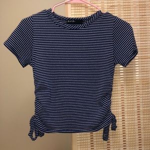 Trendy Stripped crop top with scrunches on the side